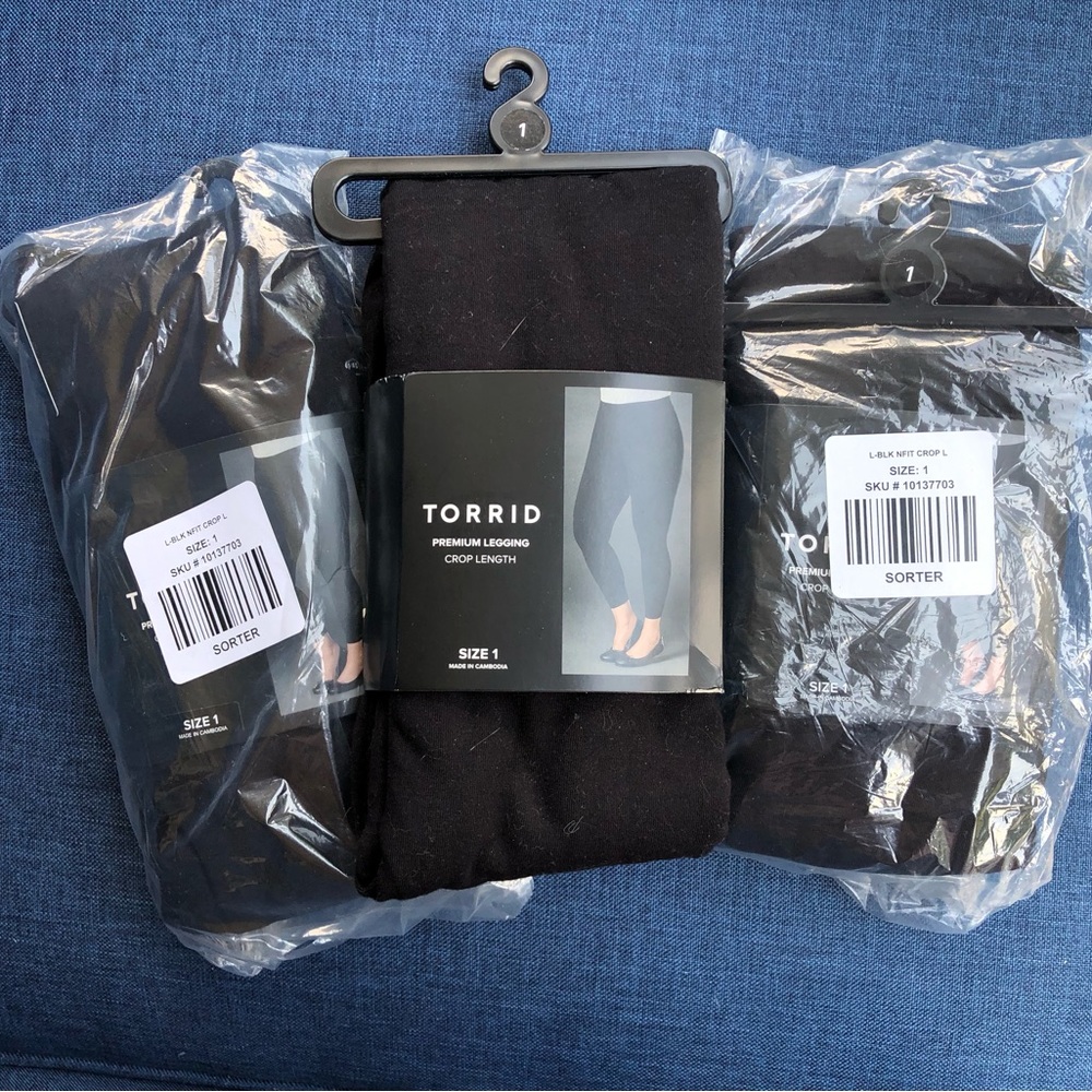 Three Pairs Size 1 Torrid Leggings Crop Length